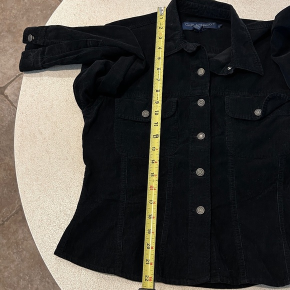Club Monaco Denim Black Shirt Soft Fine Corduroy Size Medium Snaps Vintage - Picture 7 of 10